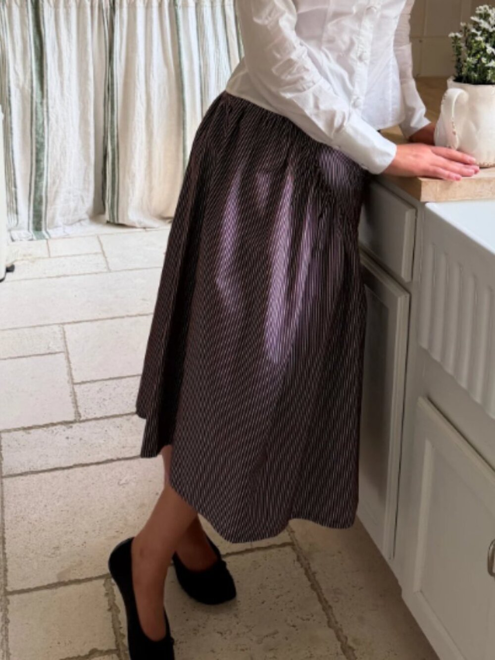 Maeve Midi Skirt - Saddle Stripe - Lisa Says Gah PLUS SIZE - Picture 4 of 6